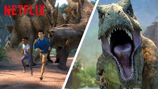 Best Dinosaur Escapes amp Closest Calls 😰 Jurassic World Camp Cretaceous  Netflix After School [upl. by Vigen642]