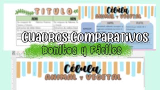 💻CÓMO HACER CUADROS COMPARATIVOS BONITOS EN WORD [upl. by Ezarras]