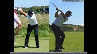 Jon Rahm golf swing  Long Iron faceon amp downtheline July 2017 [upl. by Petulia]