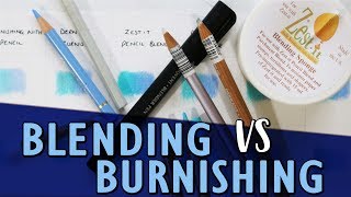 BLENDING VS BURNISHING  How To Blend Coloured Pencils  Tutorial [upl. by Sirred]