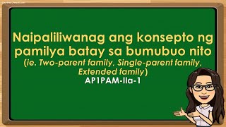 AP 1 Naipapaliwanag ang konsepto ng pamilya batay sa bumubuo into [upl. by Schertz]