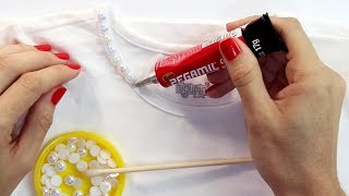 DIY COMO CUSTOMIZAR CAMISETA INFANTIL COM PÉROLAS [upl. by Haerle]