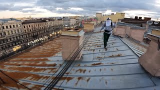 Rooftop walkers  colored graffiti on the main street [upl. by Silber166]