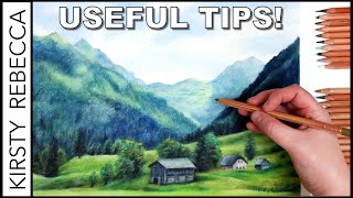 How to draw a LANDSCAPE using COLOURED PENCIL [upl. by Erdeid806]