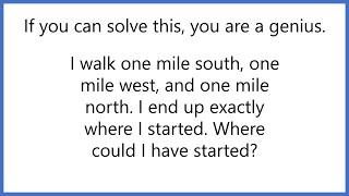 How To Solve Elon Musks Favorite Riddle  1 Mile South 1 Mile West 1 Mile North [upl. by Thgiled]