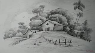 How to Draw Easy and Simple Landscape For Beginners with PENCIL [upl. by Eneryc318]