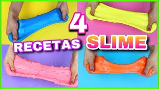 4 RECETAS PARA HACER SLIME  SLIME FÁCIL Y SIN BÓRAX  NatyGloss [upl. by Cleodal]