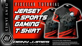 PixelLab Tutorial  Jersey ESports Gaming TShirt  ESports Design Template Tutorial [upl. by Cima658]