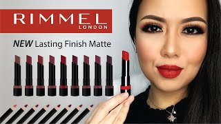 NEW Rimmel Lasting Finish MATTE Lipstick 2020  LIP SWATCHES [upl. by Kimmi858]