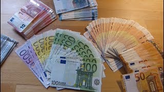 Counting Stack of EURO banknotes [upl. by Annad]