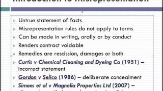 Misrepresentation Lecture 1 of 4 [upl. by Nimzaj]